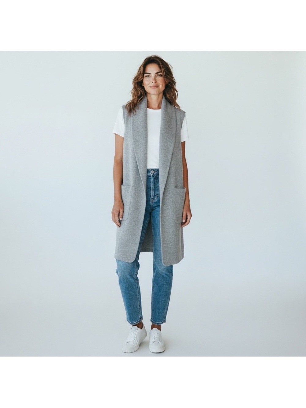 Joie Light Gray Wool-Blend Open Front Coat size S. Like new.